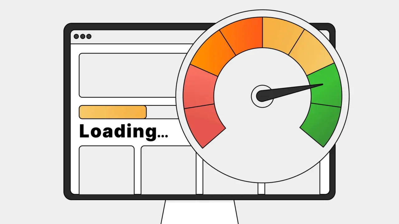 Webpage loading concept with progress speedometer