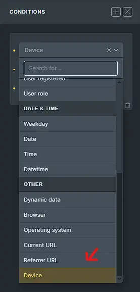 Bricks conditional based on device