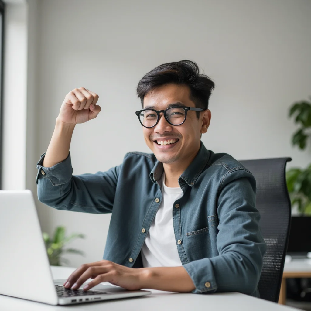 Website maintenance happy client success laptop