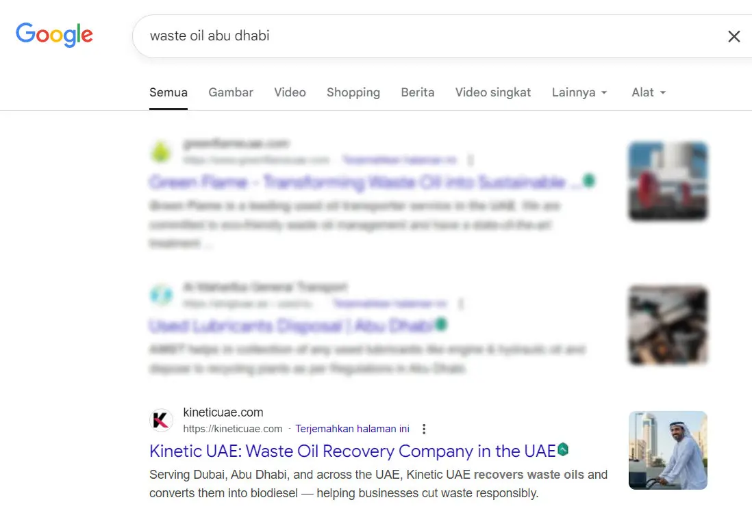 Kinetic uae google serp result
